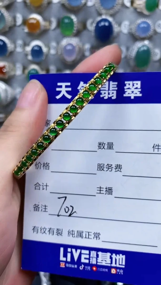 翡翠手镯银S925镶嵌702