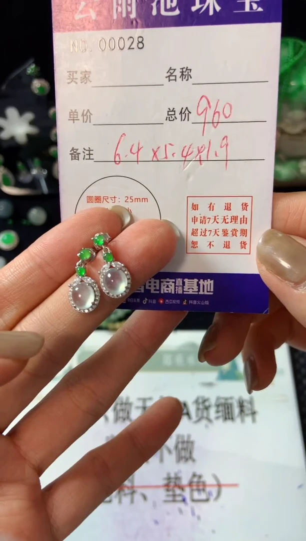 【闪购商品】翡翠耳饰银S925镶嵌翡翠