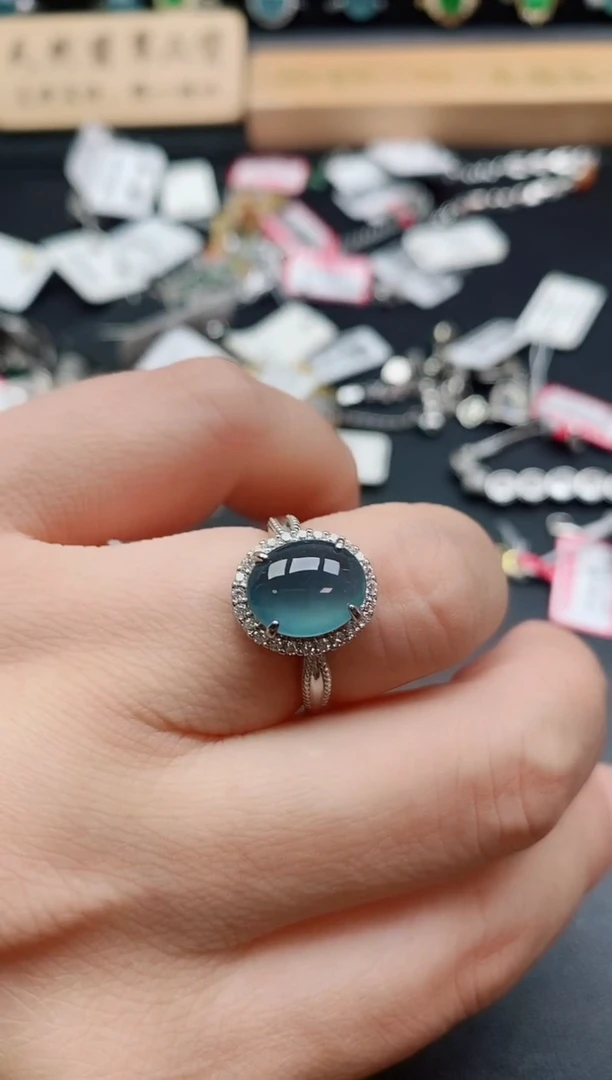 银S925镶嵌戒指翡翠1