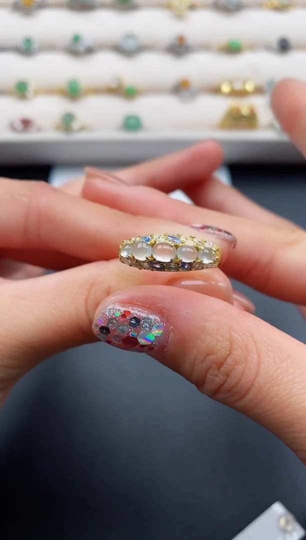 银S925镶嵌戒指翡翠66666666+3