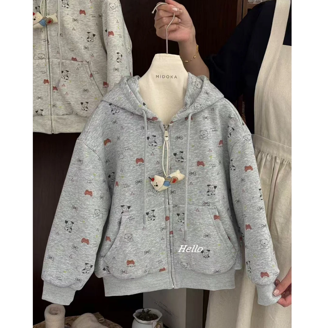 【豪宝贝】2025FW小狗满印加绒拉链衫卫衣1537