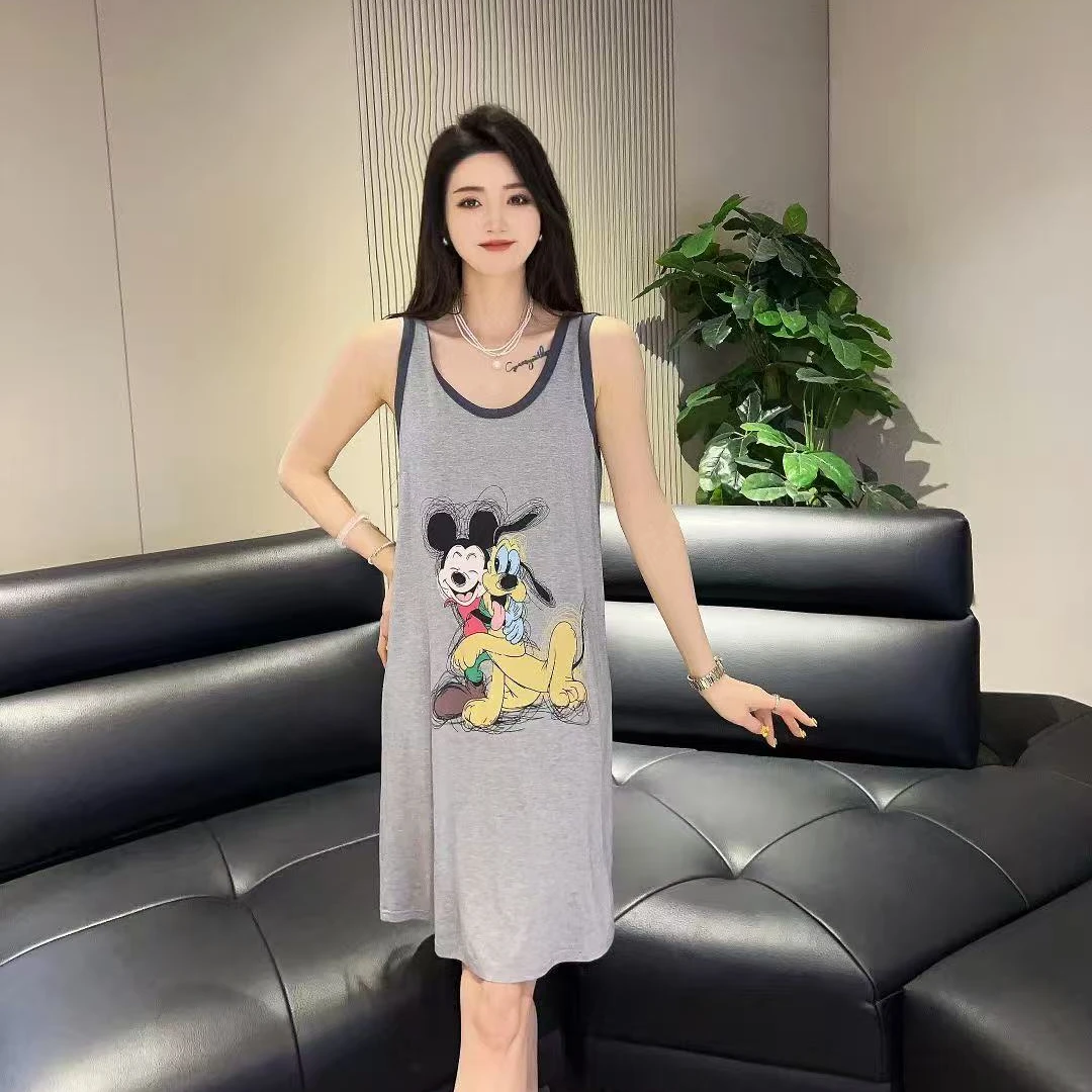 夏季卡通动漫睡裙韩版宽松舒适大码时尚休闲中长款无袖睡裙