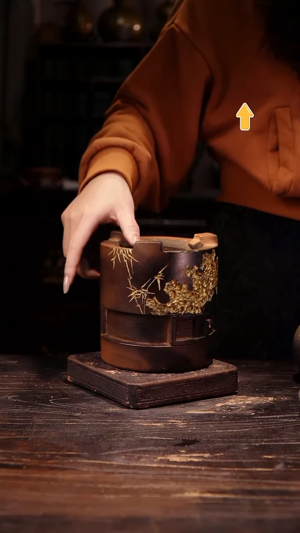 纯手工红泥雕刻炉圆