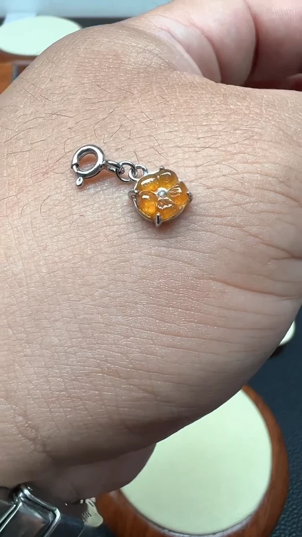 颈饰银S925镶嵌翡翠天然A货缅甸翡翠小花滴溜4号链接