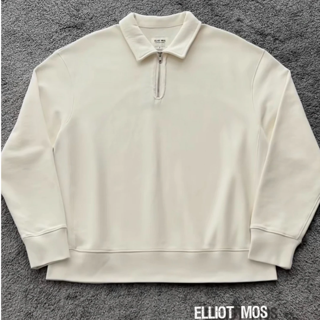 Elliot Mos做旧逆纹~Polo Shirt 460g半拉链套头卫衣-1515