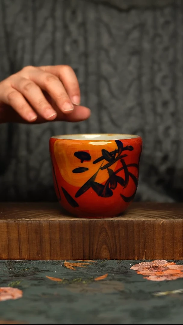 杯釉下彩手工手绘同款陶器