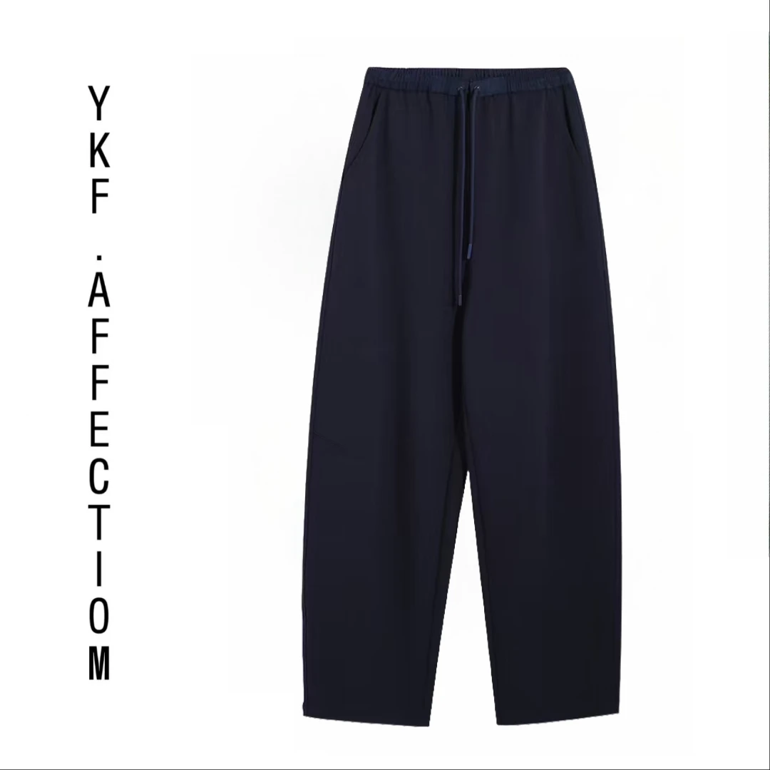 时尚百搭舒适宽松抽绳阔腿简约休闲裤25034