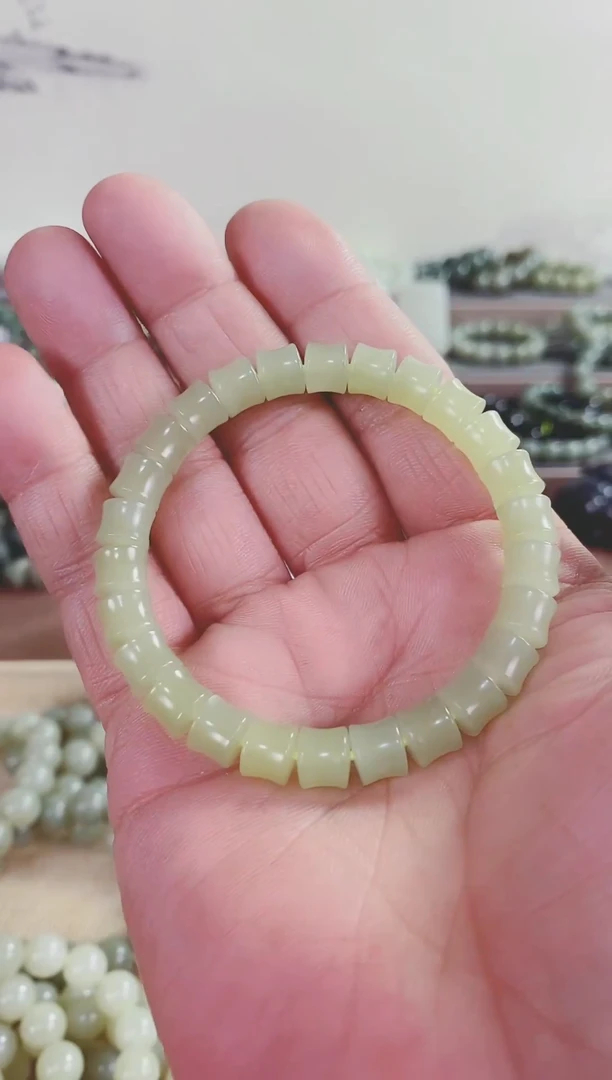未镶嵌手串和田玉若羌黄口竹节手串8