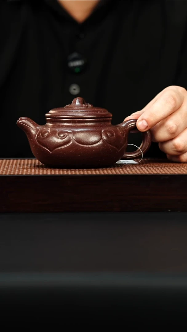 茶壶紫砂宜兴紫砂 仿古如意 紫玉金砂 柳用江h489