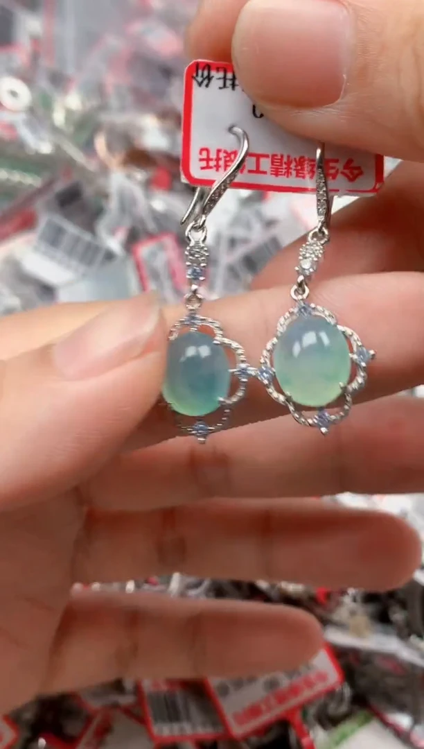 银S925镶嵌戒指翡翠天然A货缅甸翡翠