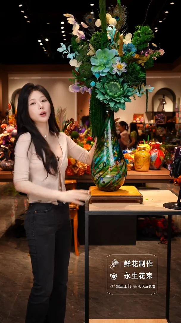 手工艺品琉璃手工花器花束空运包邮送货上门-以图片为准