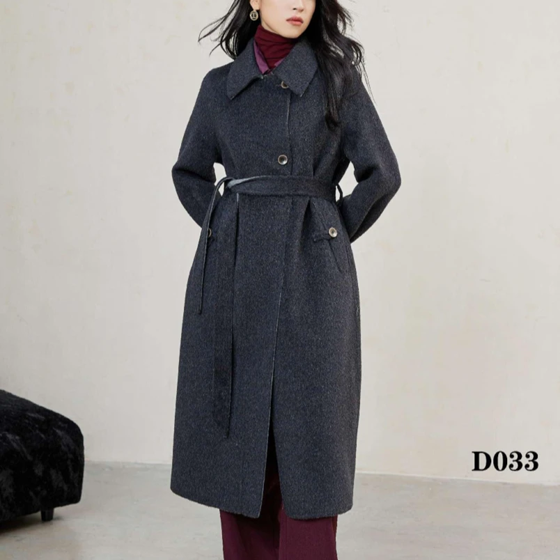 长款通勤高智立体呢外套呢子女士女装中长款排扣DD033