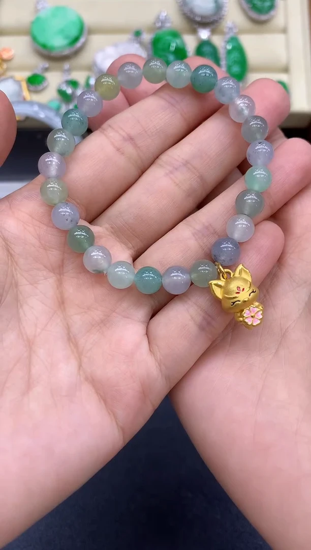 足金镶嵌手链翡翠351-中国好珍宝