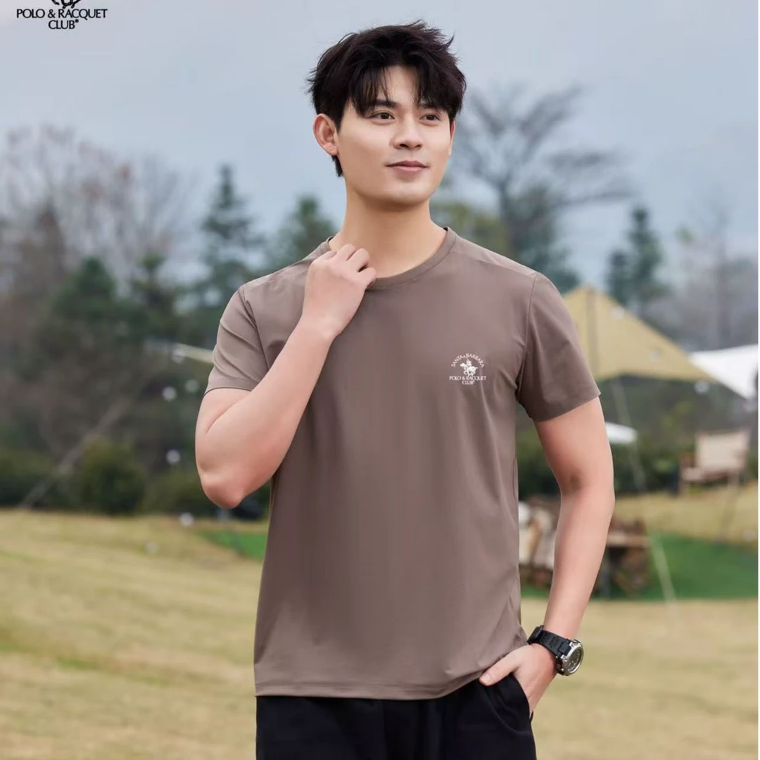 【圣大保罗】夏季新款栀子花茶香香水衣夏季冰丝免烫抗皱男士短袖