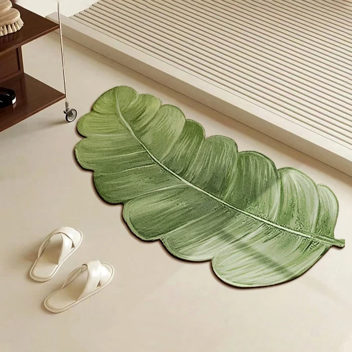 树叶绿植地垫浴室卫生间吸水速干脚垫洗手台厕所门口防滑家用地毯