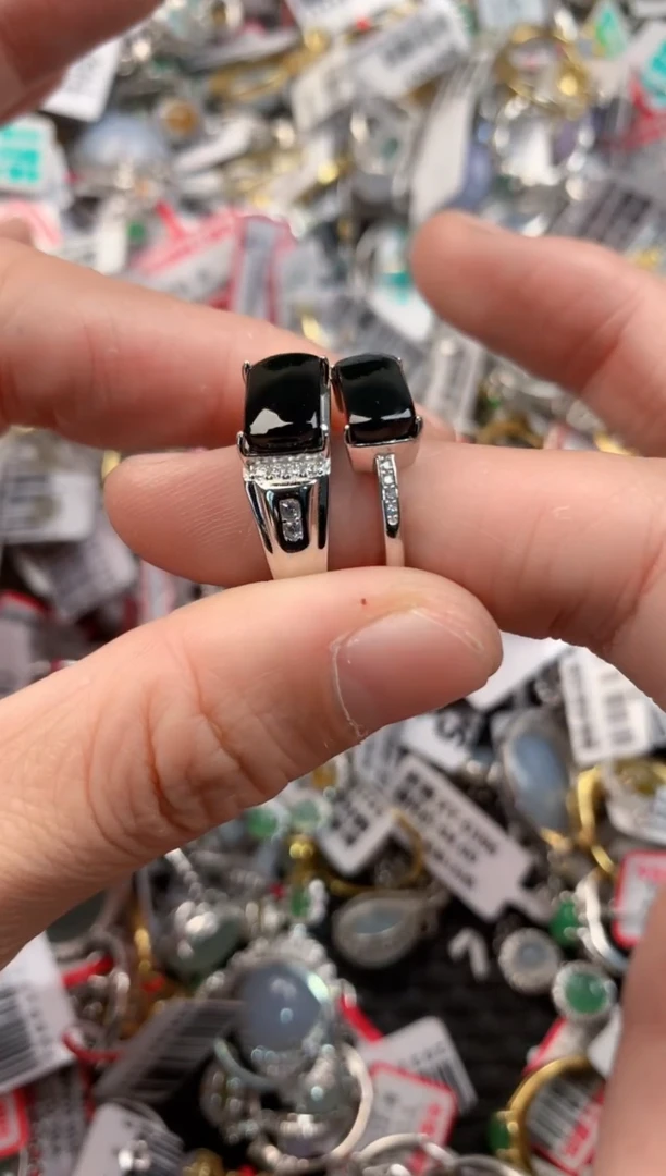 银S925镶嵌戒指翡翠444           5