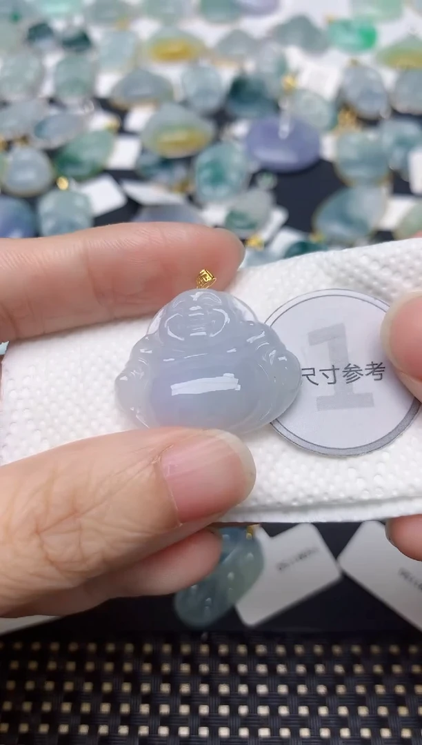颈饰18K金镶嵌翡翠天然缅甸A货翡翠