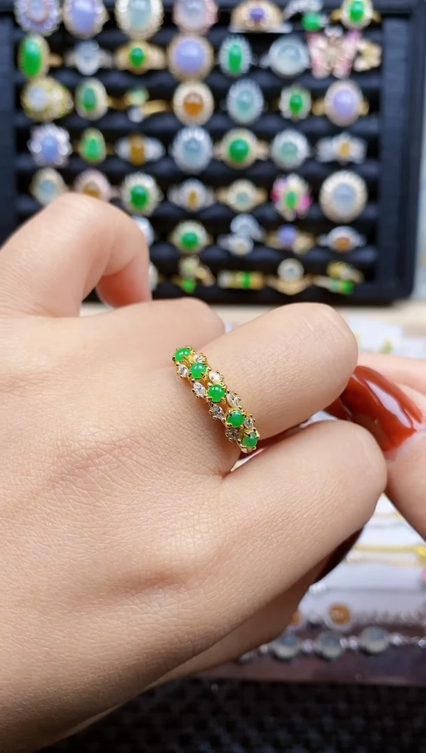 银S925镶嵌戒指翡翠179