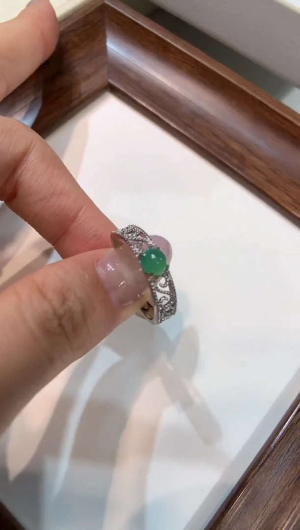 银S925镶嵌戒指翡翠戒指