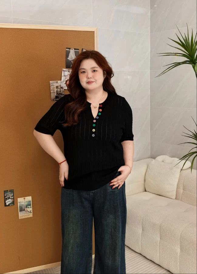 【胖鹿鹿】“彩虹豆”8896春夏季新款时尚气质休闲百搭毛衣