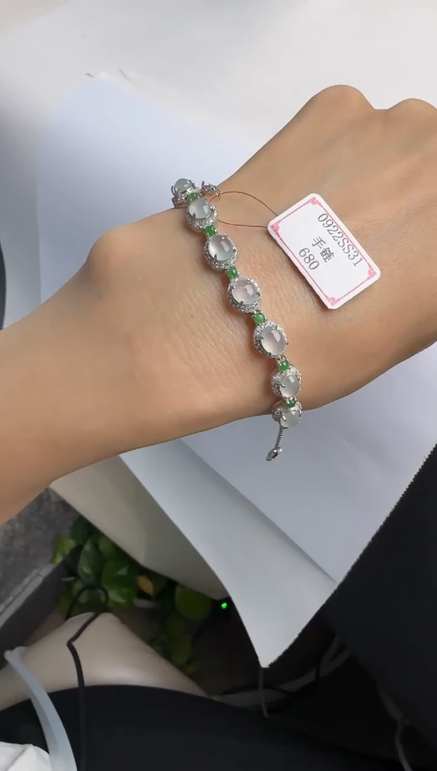 银S925镶嵌手链翡翠牛****/0922SS31