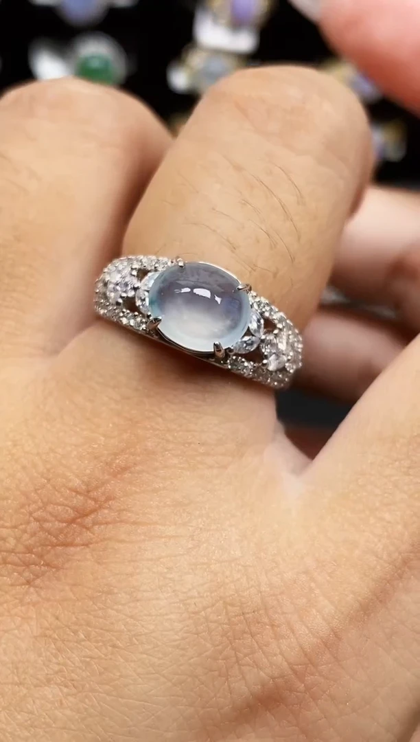 银S925镶嵌戒指翡翠5195