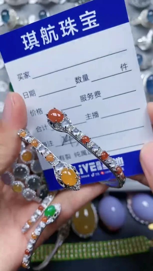 【闪购商品】翡翠手镯银S925镶嵌0243