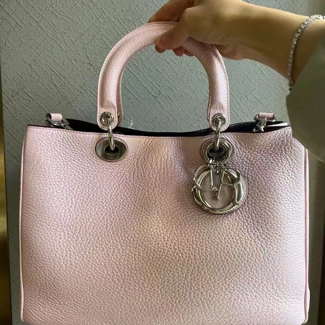 95新 DIOR/迪奥 坤球奢选 迪奥粉色中号vip单肩包