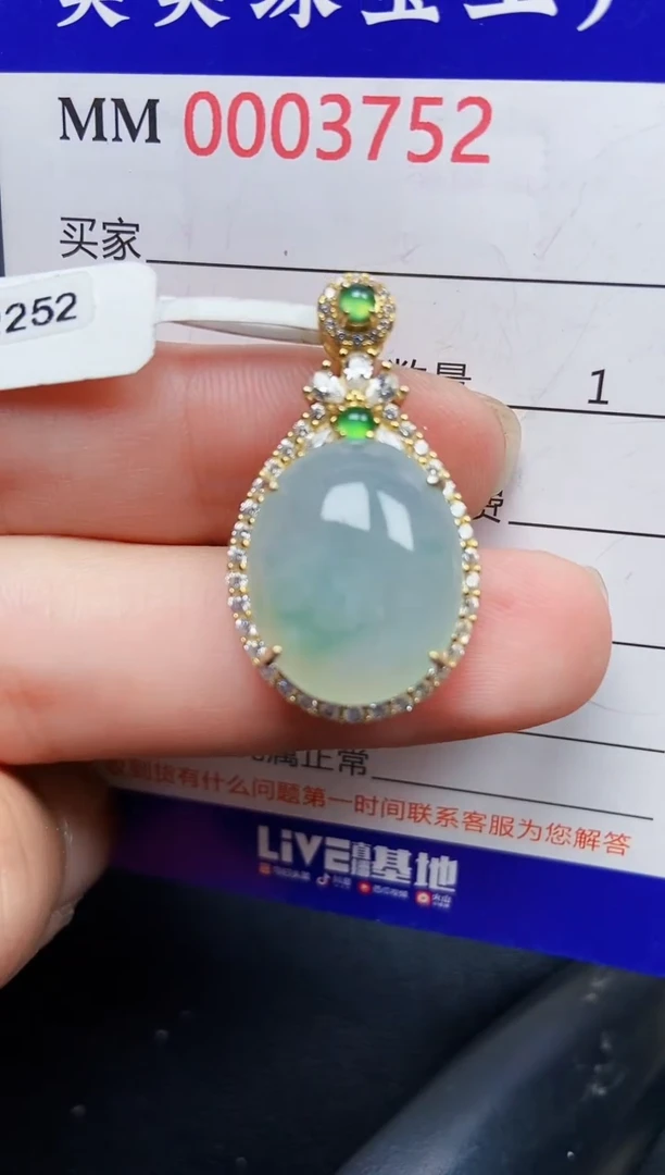 翡翠银S925镶嵌颈饰3752