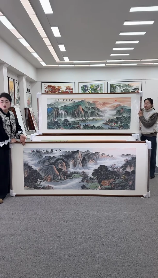 国画手绘  江山揽胜单画芯  180*70