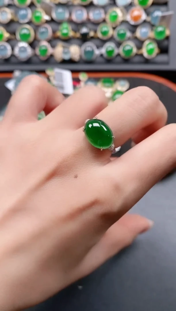 银S925镶嵌戒指翡翠1