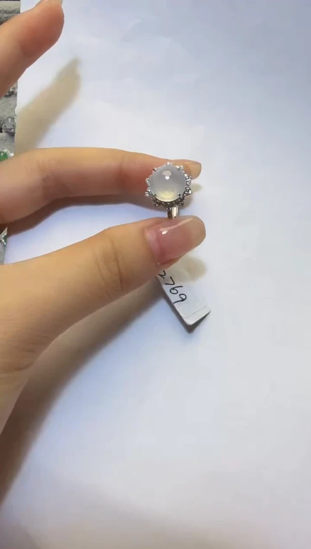 银S925镶嵌戒指翡翠925银镶缅甸A货翡翠戒指