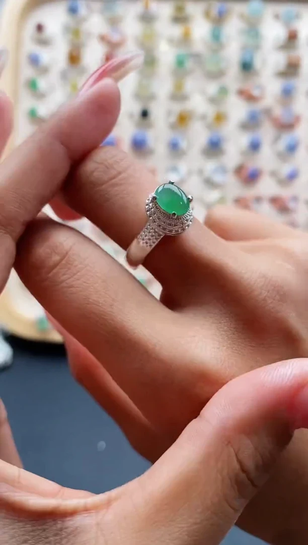 【闪购商品】翡翠戒指未镶嵌缅甸天然A货翡翠444 1+2