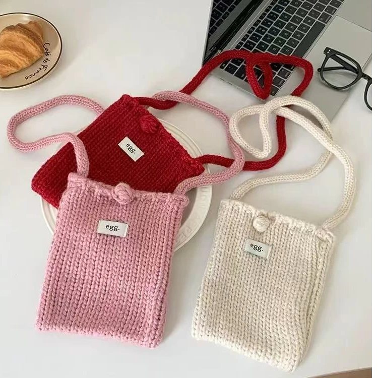 手工编织手机包秋冬迷你小包毛线单间斜跨包