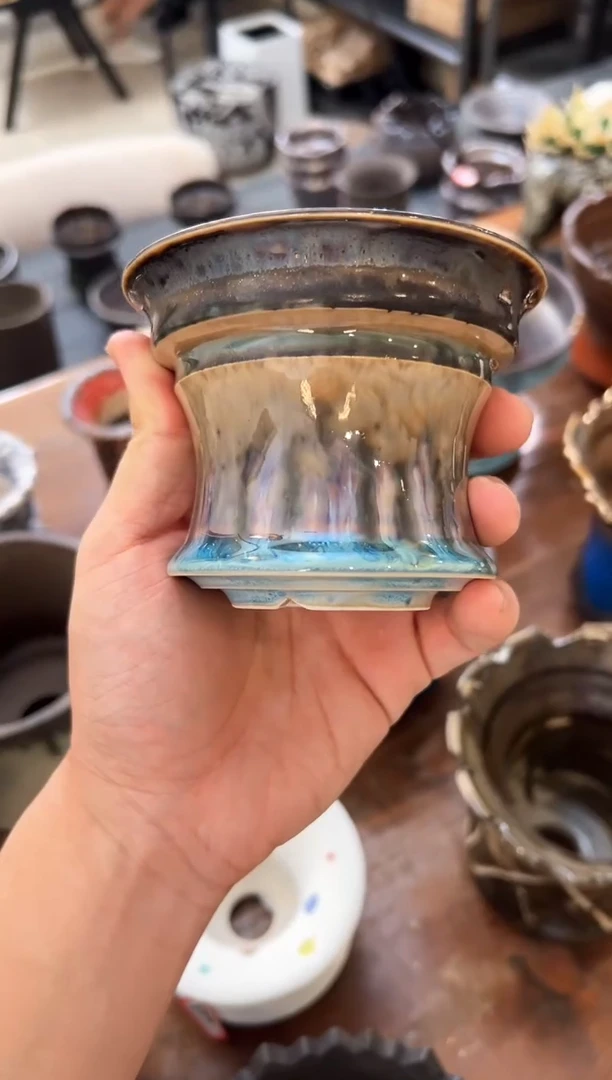 釉面手工盆 盆口9.5