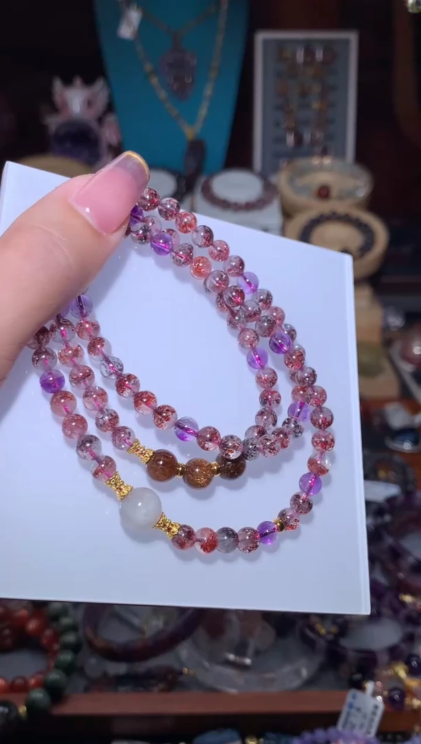 未镶嵌颈饰水晶超七金草莓万能链