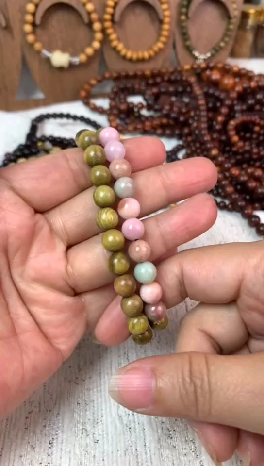 绿檀双圈叠戴手串