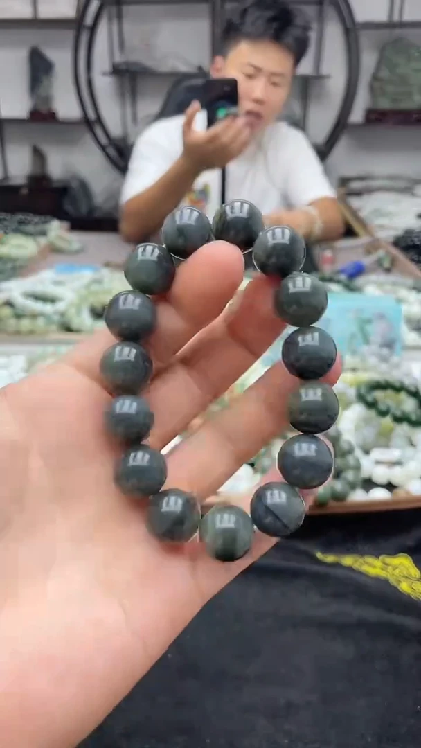 未镶嵌手串和田玉若羌青花14圆珠