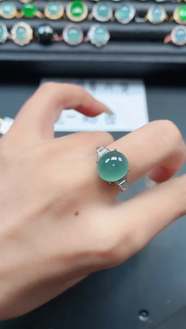 翡翠戒指银S925镶嵌111111