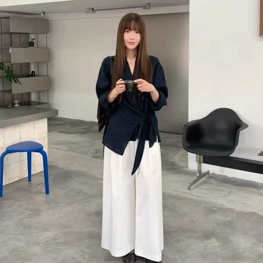 新款宽松显瘦百搭休闲亚麻衬衫女设计感慵懒时髦感上衣