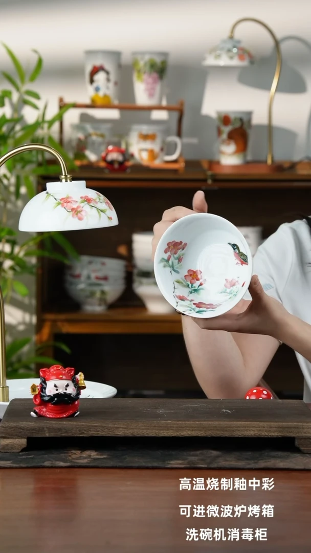 瓷片景德镇手绘釉中彩（食品级）小高脚碗
