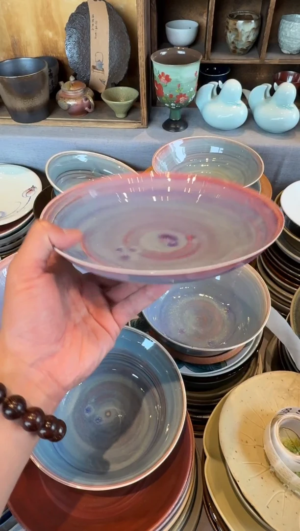 瓷片878  微瑕窑变紫浅口盘1个