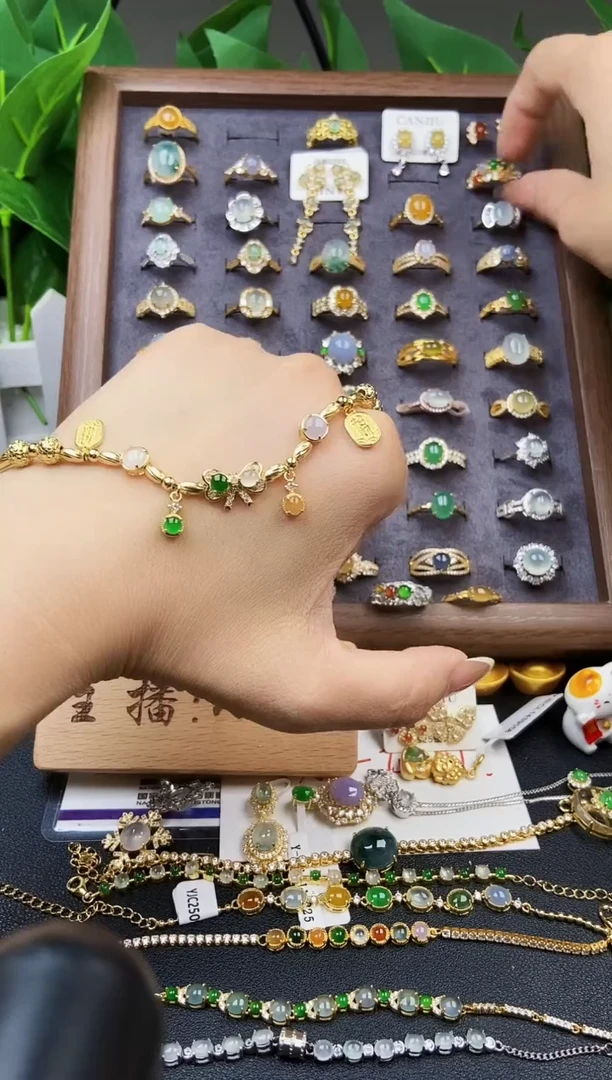 银S925镶嵌手链翡翠12