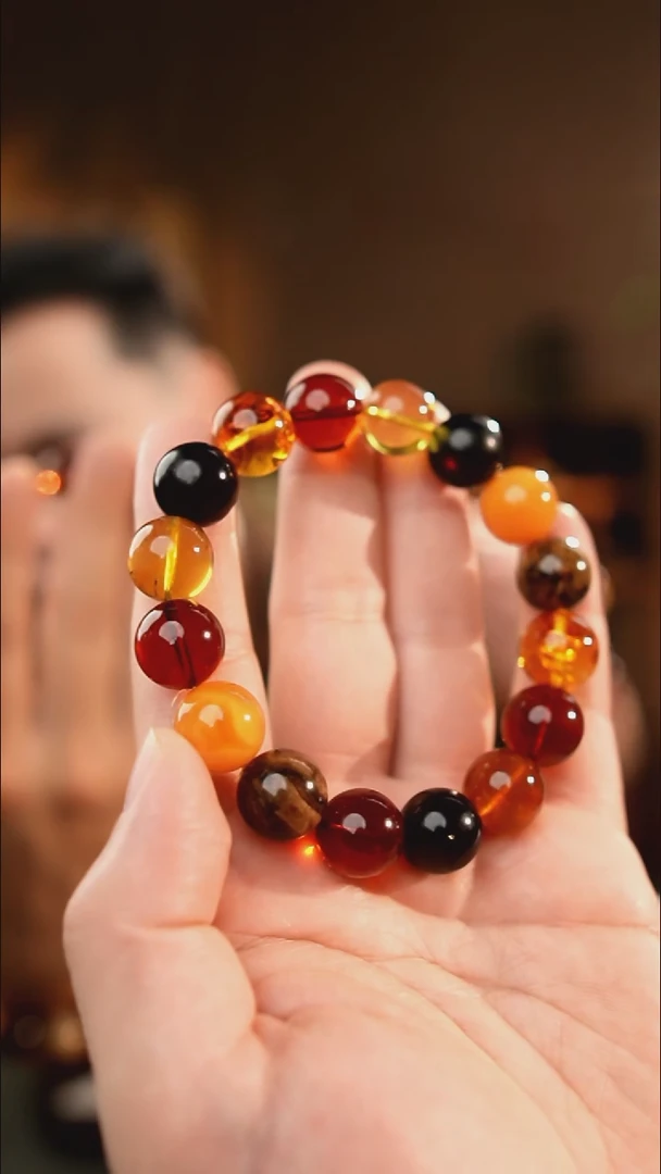 琥珀颈饰未镶嵌12+多宝手串