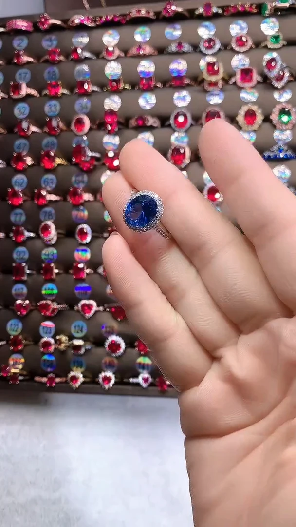 【闪购商品】蓝宝石戒指银S925镶嵌银色10.12矢车菊