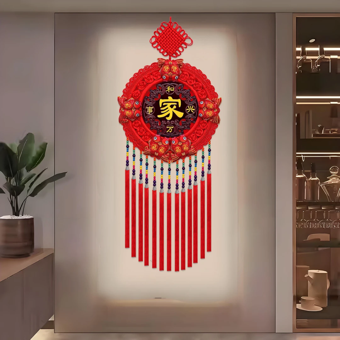 2025年新款中国结圆形太阳花卧室电视客厅背景墙新年挂件