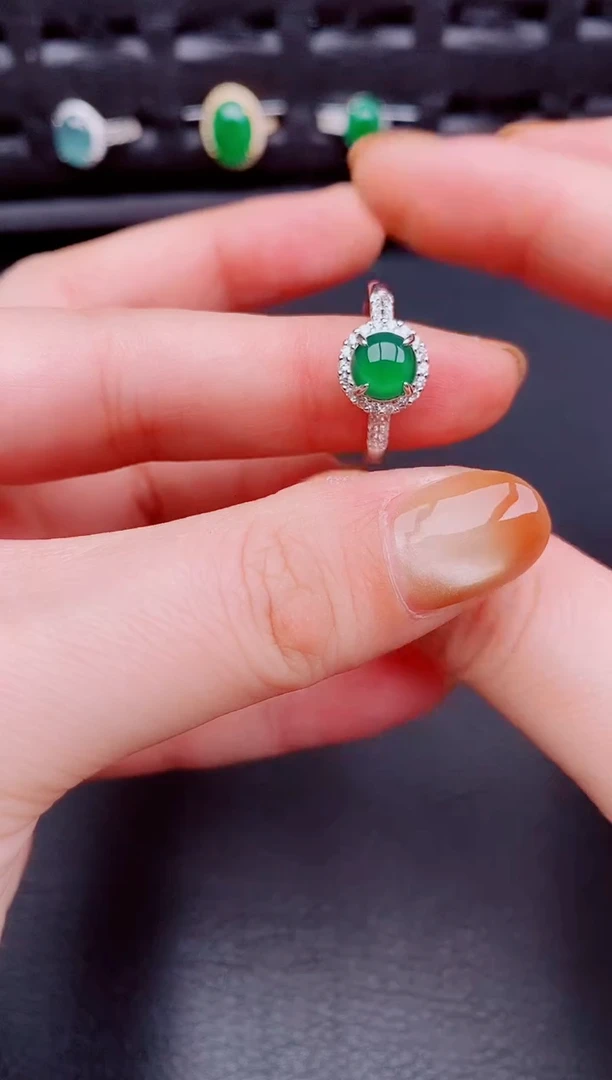 【闪购商品】翡翠戒指银S925镶嵌天然a货翡翠208