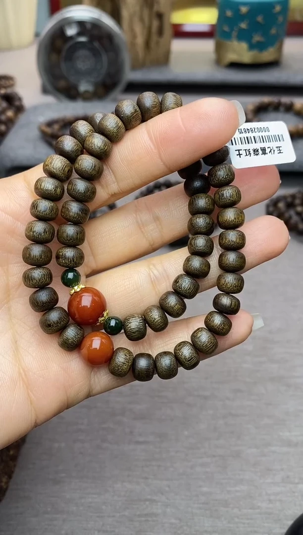 【闪购商品】沉香手串富森红土6*8玉化沉水＋配饰双圈设计
