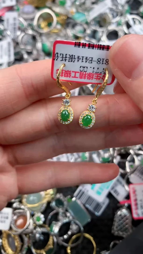 银S925镶嵌戒指翡翠444---2