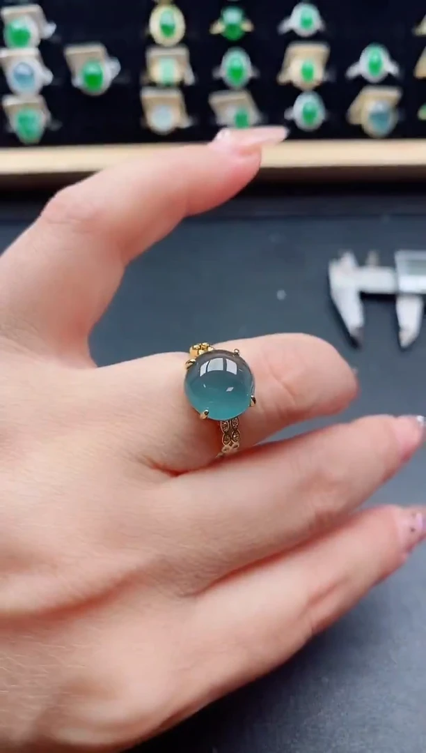 银S925镶嵌戒指翡翠1